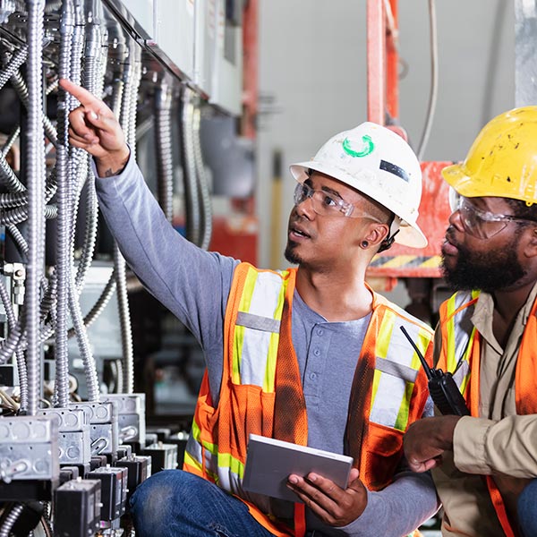 A man fixing an electrical outlet